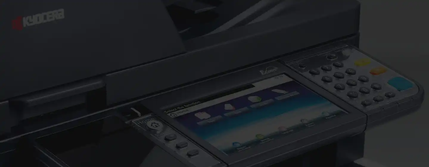 Dark image of a printer for the header.